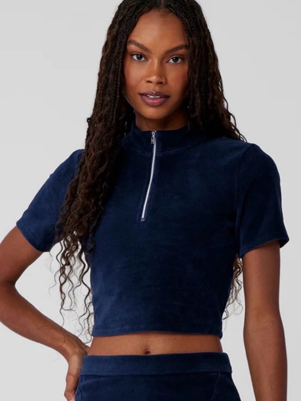 Alo Micro Corduroy Winter Break Mock Neck Crop Top